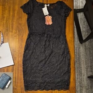 Cavalini Black Lace Mini Dress Sz m